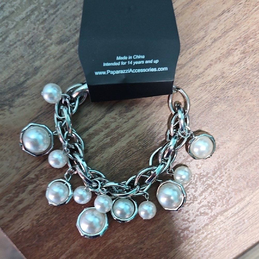 Paparazzi Orbiting Opulence Charm Bracelet with Faux Pearl Accents - Picture 2 of 3